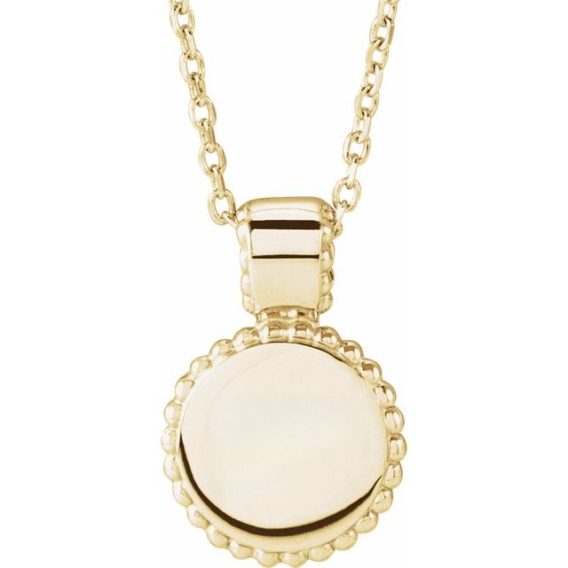 14K Yellow Engravable Beaded Disc 16-18' Necklace