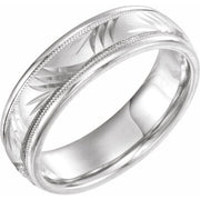 14K White 6 mm Design Band Size 5.5
