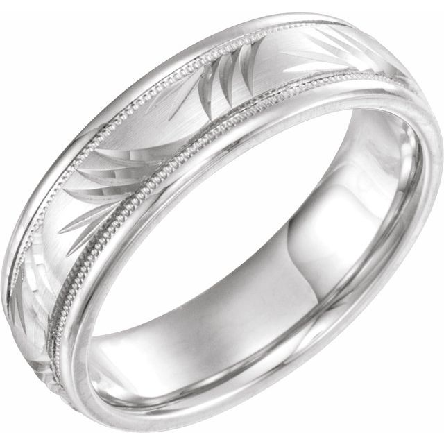 14K White 6 mm Design Band Size 5.5