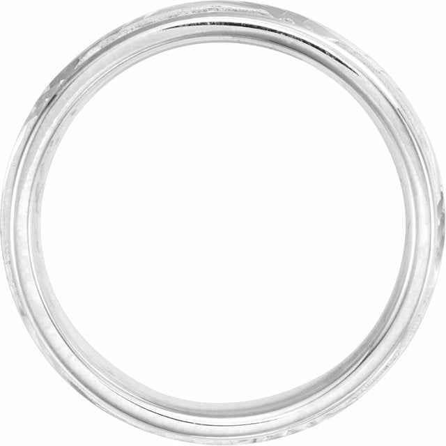 14K White 6 mm Design Band Size 5.5