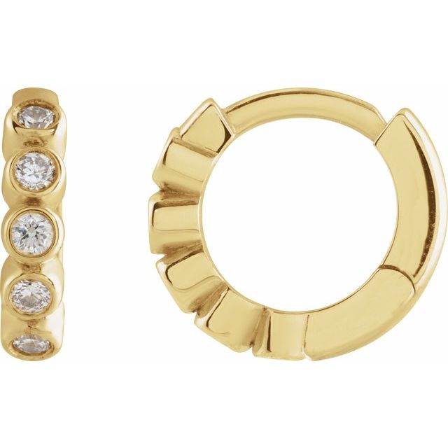 14K Yellow 1/8 CTW Natural Diamond 10.25 mm Hinged Hoop Earrings