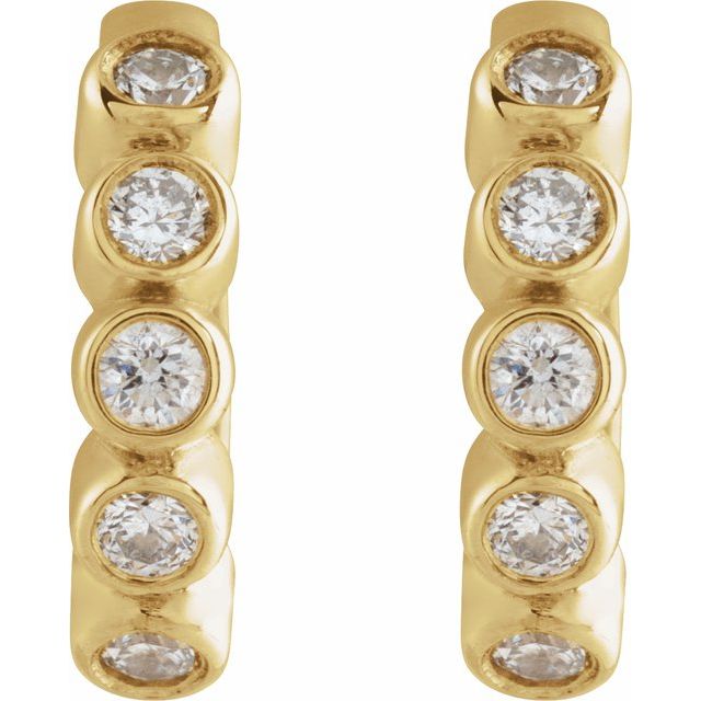 14K Yellow 1/8 CTW Natural Diamond 10.25 mm Hinged Hoop Earrings