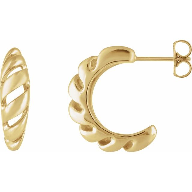 14K Yellow Left Rope 18.9 mm Hoop Earring