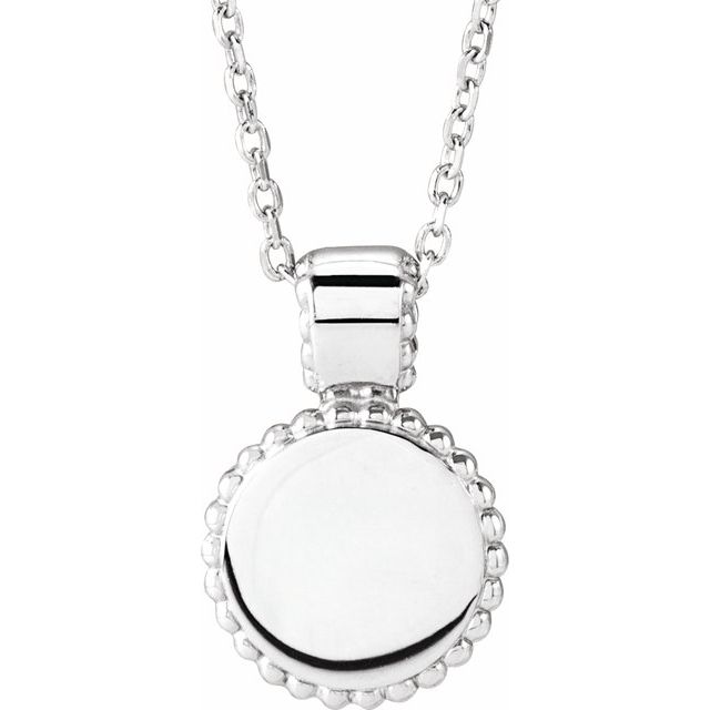 Sterling Silver Engravable Beaded Disc 16-18' Necklace