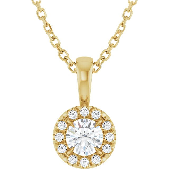 14K Yellow 4 mm Natural Diamond & .05 CTW Natural Diamond 16-18' Necklace