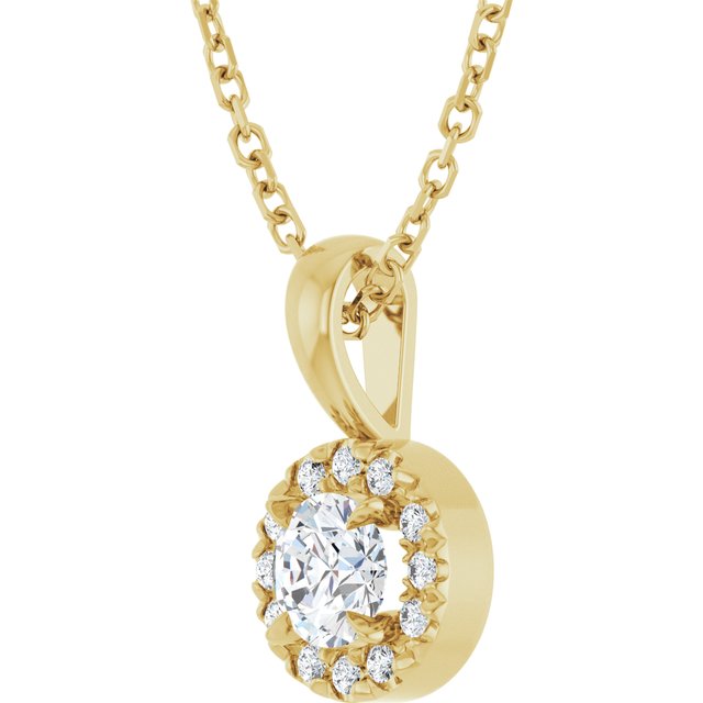 14K Yellow 4 mm Natural Diamond & .05 CTW Natural Diamond 16-18' Necklace