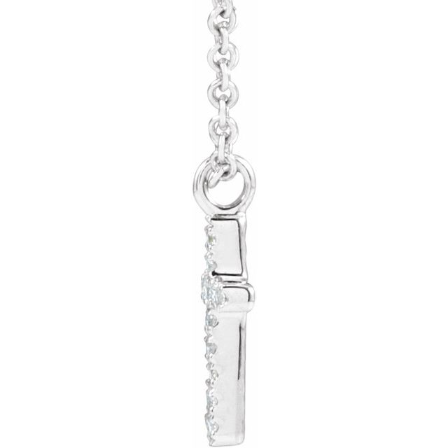 14K White .04 CTW Natural Diamond Cross 18' Necklace