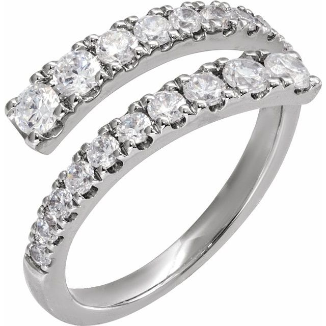 14K White 9/10 CTW Lab-Grown Diamond Bypass Ring