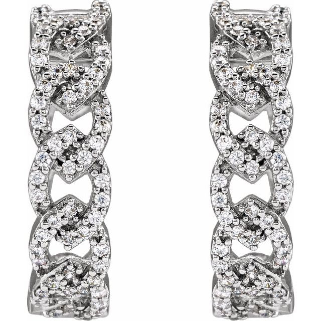 14K White 1/2 CTW Lab-Grown Diamond Hoop Earrings
