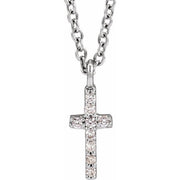 14K White .03 CTW Natural Diamond Cross 18' Necklace