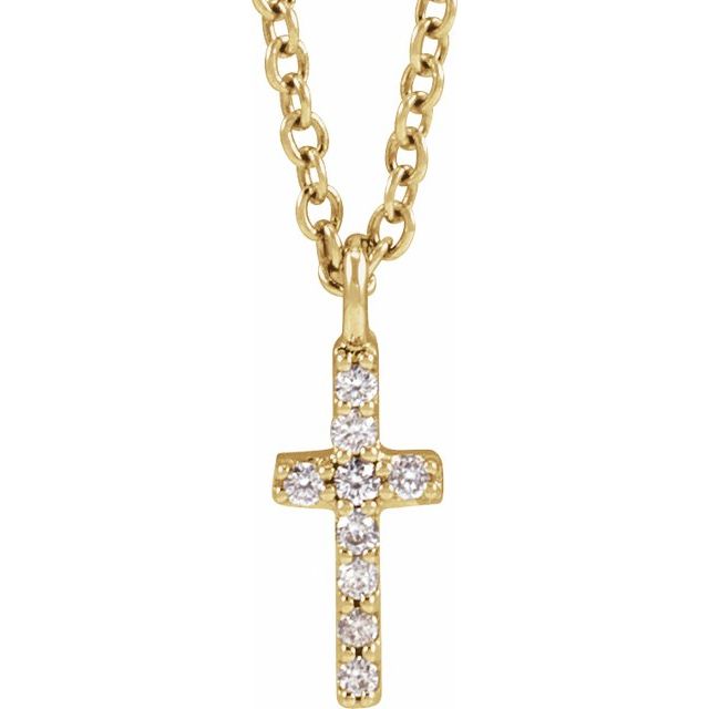 14K Yellow .03 CTW Natural Diamond Cross 18' Necklace