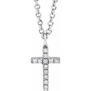 14K White .04 CTW Natural Diamond Cross 18' Necklace