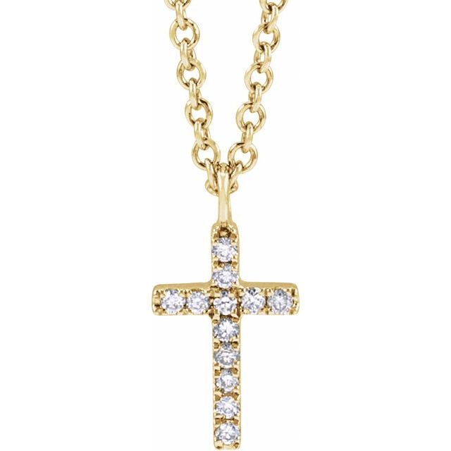 14K Yellow .04 CTW Natural Diamond Cross 18' Necklace