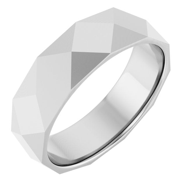 14K White 5.5 mm Diamond Pattern Band Size 10