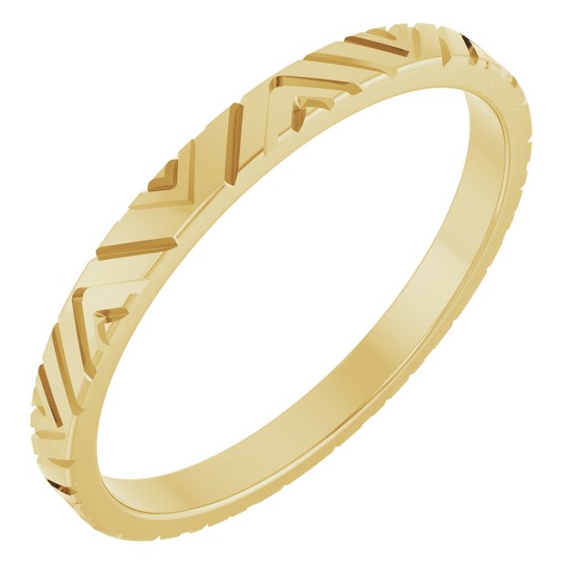 14K Yellow Art Deco Patterned Band Size 7