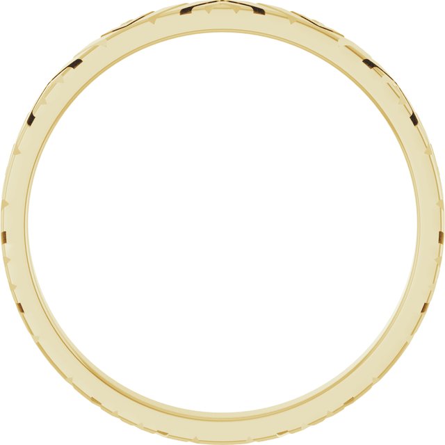 14K Yellow Art Deco Patterned Band Size 7