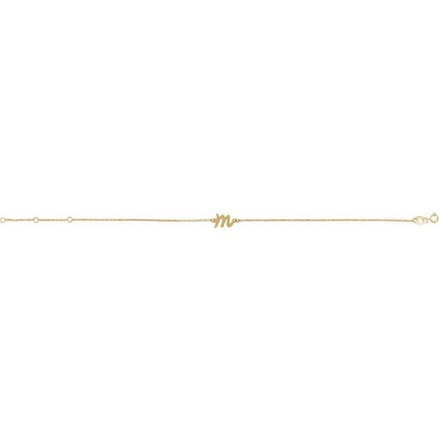 14K Yellow Initial M 6 1/2-7 1/2' Bracelet