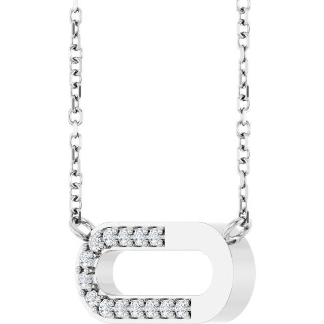 14K White 1/10 CTW Natural Diamond Paperclip-Style 18' Necklace