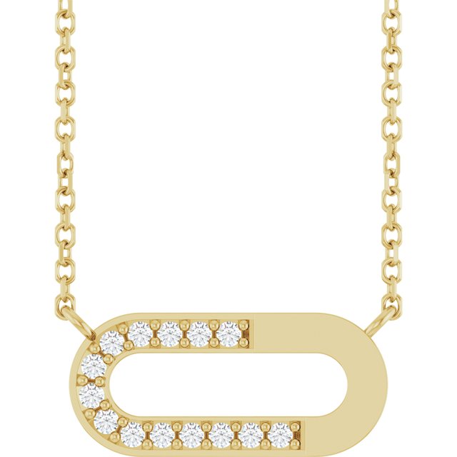 14K Yellow 1/10 CTW Natural Diamond Paperclip-Style 18' Necklace