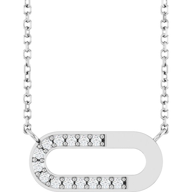 14K White 1/10 CTW Natural Diamond Paperclip-Style 18' Necklace