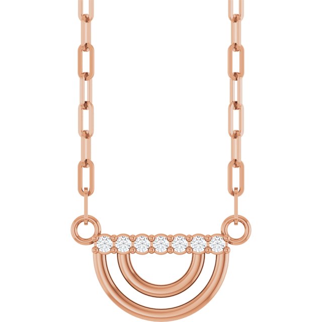 14K Rose .05 CTW Natural Diamond Arch 18' Necklace