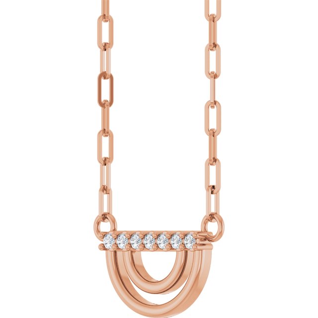 14K Rose .05 CTW Natural Diamond Arch 18' Necklace