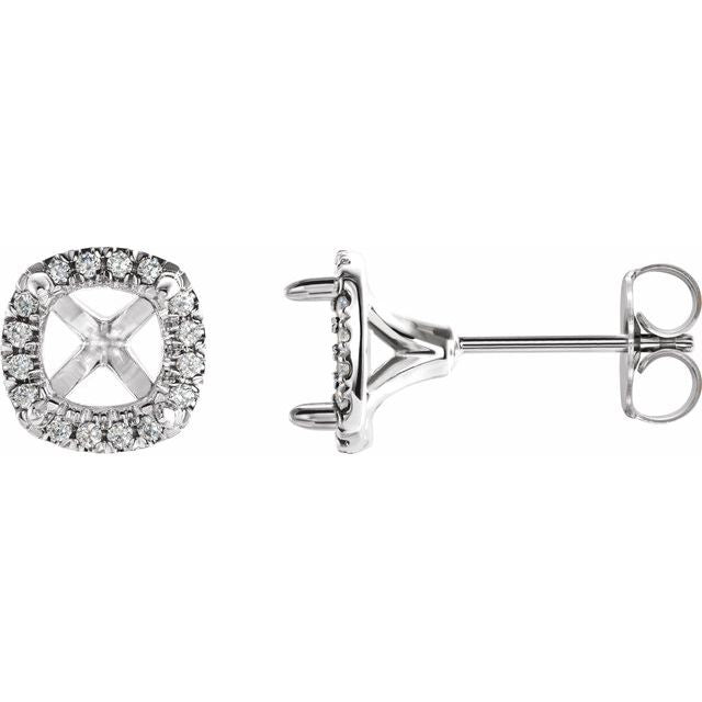 14K White 4x4 mm Square 1/10 CTW Lab-Grown Diamond Semi-Set French-Set Earrings