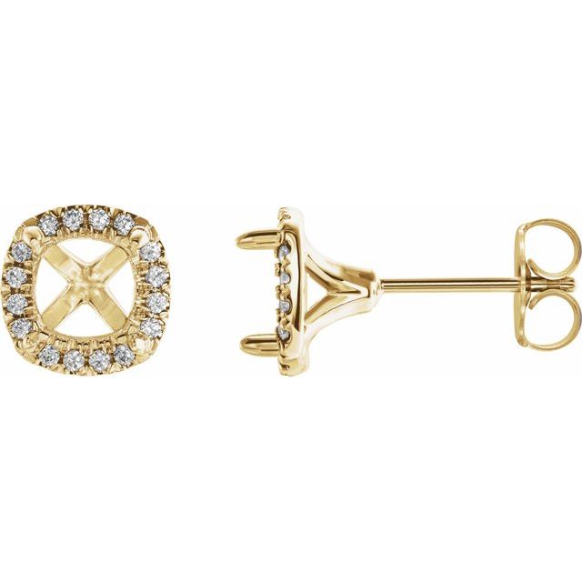 14K Yellow 3.5x3.5 mm Square 1/10 CTW Lab-Grown Diamond Semi-Set French-Set Earrings