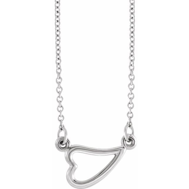 Sterling Silver Adjustable Heart 16-18' Necklace