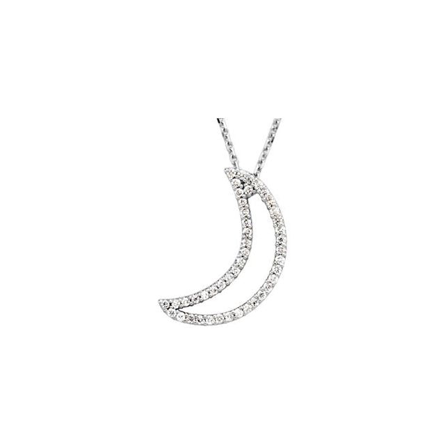 14K White 1/5 CTW Natural Diamond Crescent Moon 16' Necklace