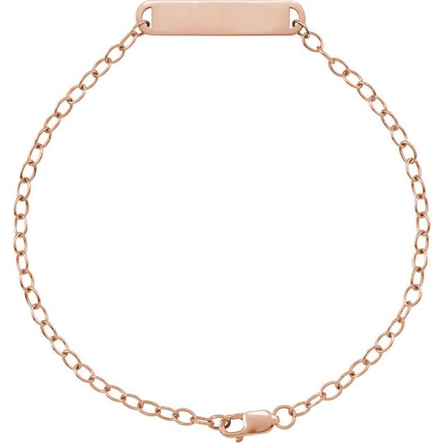 14K Rose Engravable Bar 7' Bracelet