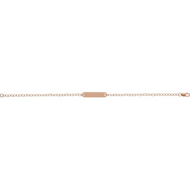 14K Rose Engravable Bar 7' Bracelet