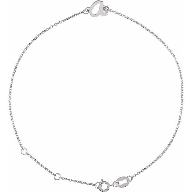 Sterling Silver Initial A 6 1/2-7 1/2' Bracelet