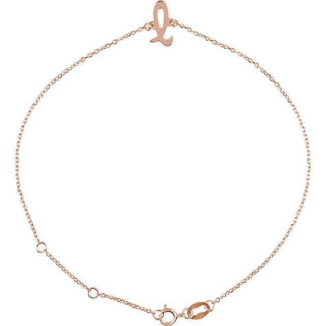 14K Rose Initial L 6 1/2-7 1/2' Bracelet