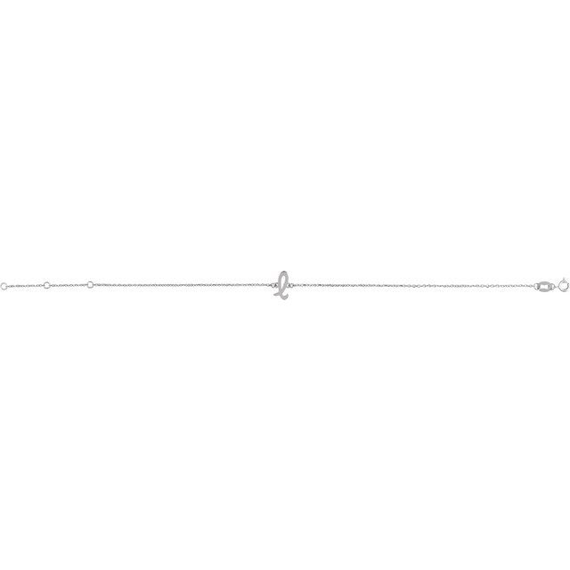 14K White Initial L 6 1/2-7 1/2' Bracelet
