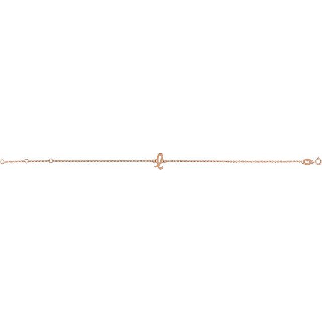14K Rose Initial L 6 1/2-7 1/2' Bracelet