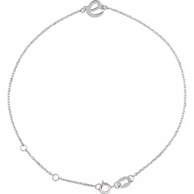 Sterling Silver Initial E 6 1/2-7 1/2' Bracelet