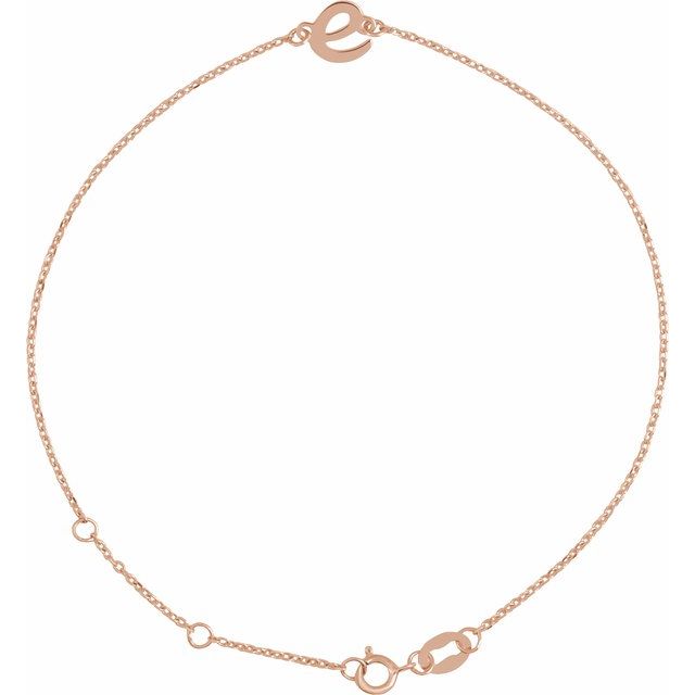 14K Rose Initial E 6 1/2-7 1/2' Bracelet