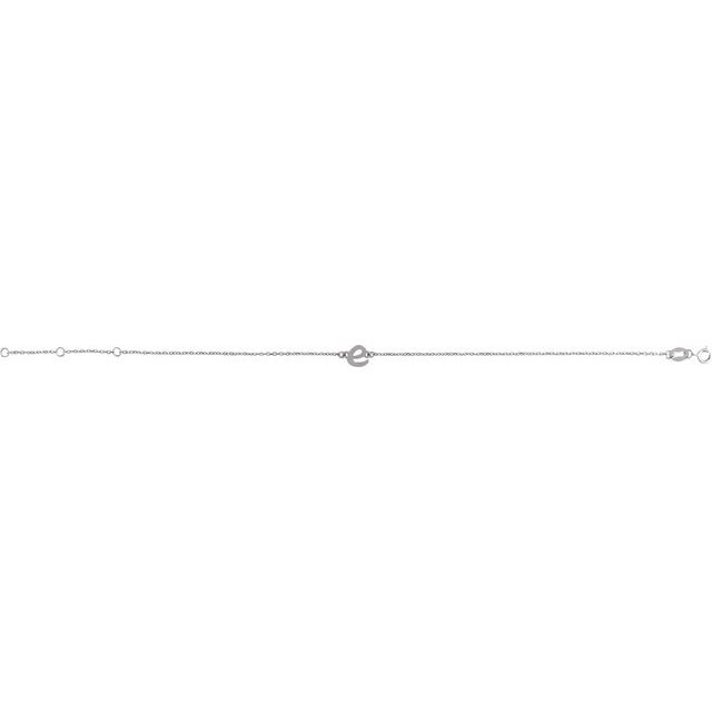 Sterling Silver Initial E 6 1/2-7 1/2' Bracelet