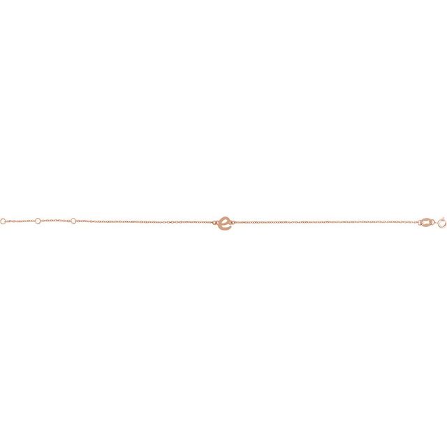 14K Rose Initial E 6 1/2-7 1/2' Bracelet