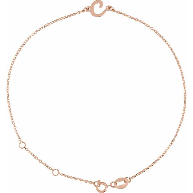 14K Rose Initial C 6 1/2-7 1/2' Bracelet