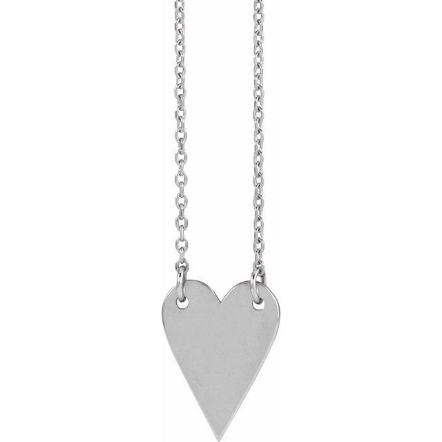 14K White Engravable Heart 18' Necklace