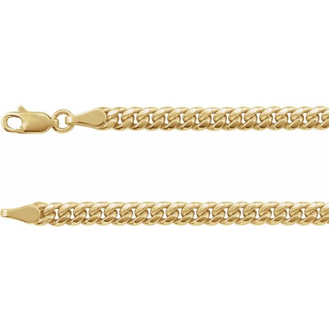 14K Yellow 4.4 mm Hollow Miami Cuban Curb 24' Chain