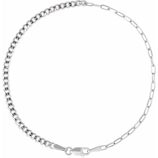 Sterling Silver 2.7 mm Curb & Paperclip-Style 7' Chain