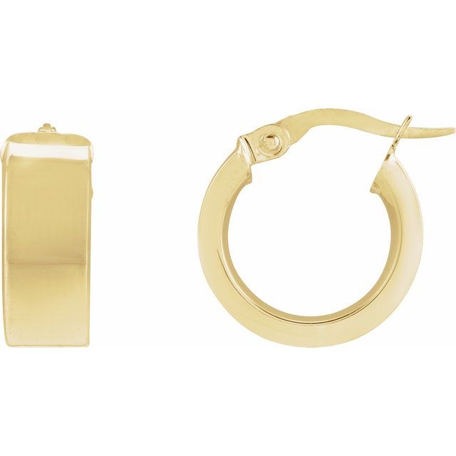 14K Yellow Flat Tube 10 mm Hoop Earrings
