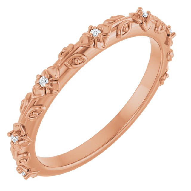 14K Rose .03 CTW Natural Diamond Floral Band