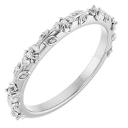 14K White .03 CTW Natural Diamond Floral Band