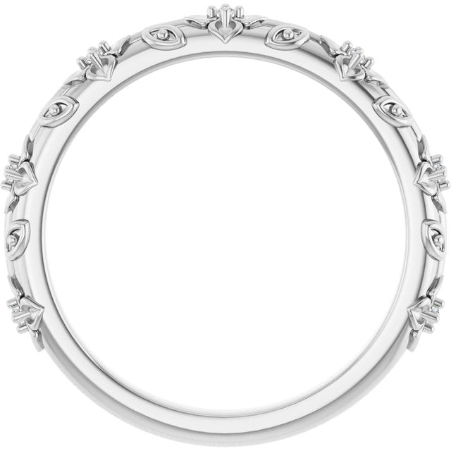 14K White .03 CTW Natural Diamond Floral Band