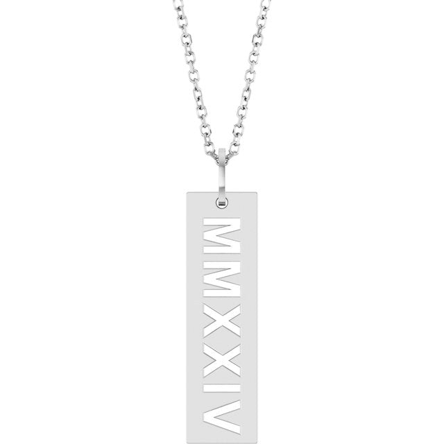 14K White 2024 Year Roman Numeral 16-18' Necklace