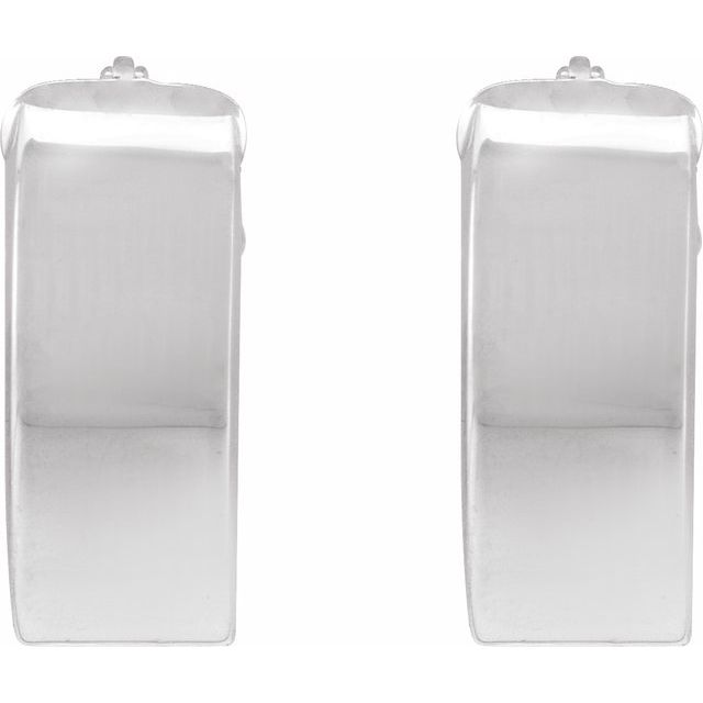 14K White Flat Tube 10 mm Hoop Earrings